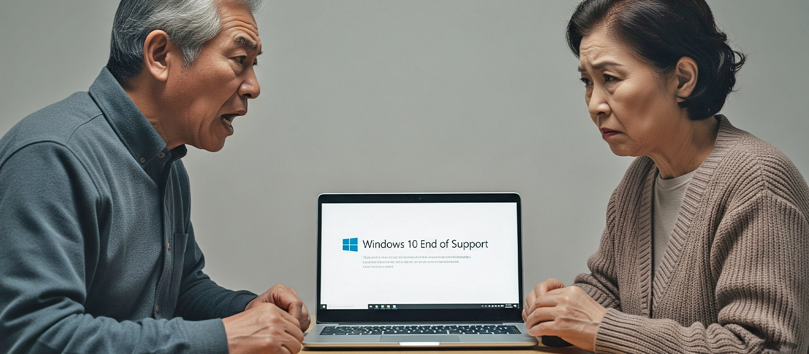 windows10のサポート終了に起こっている様子の日本人夫婦の画像